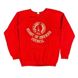 Vintage 70s Artex Boy Scouts Bartle Reservation Red Raglan Sweatshirt M/L USA